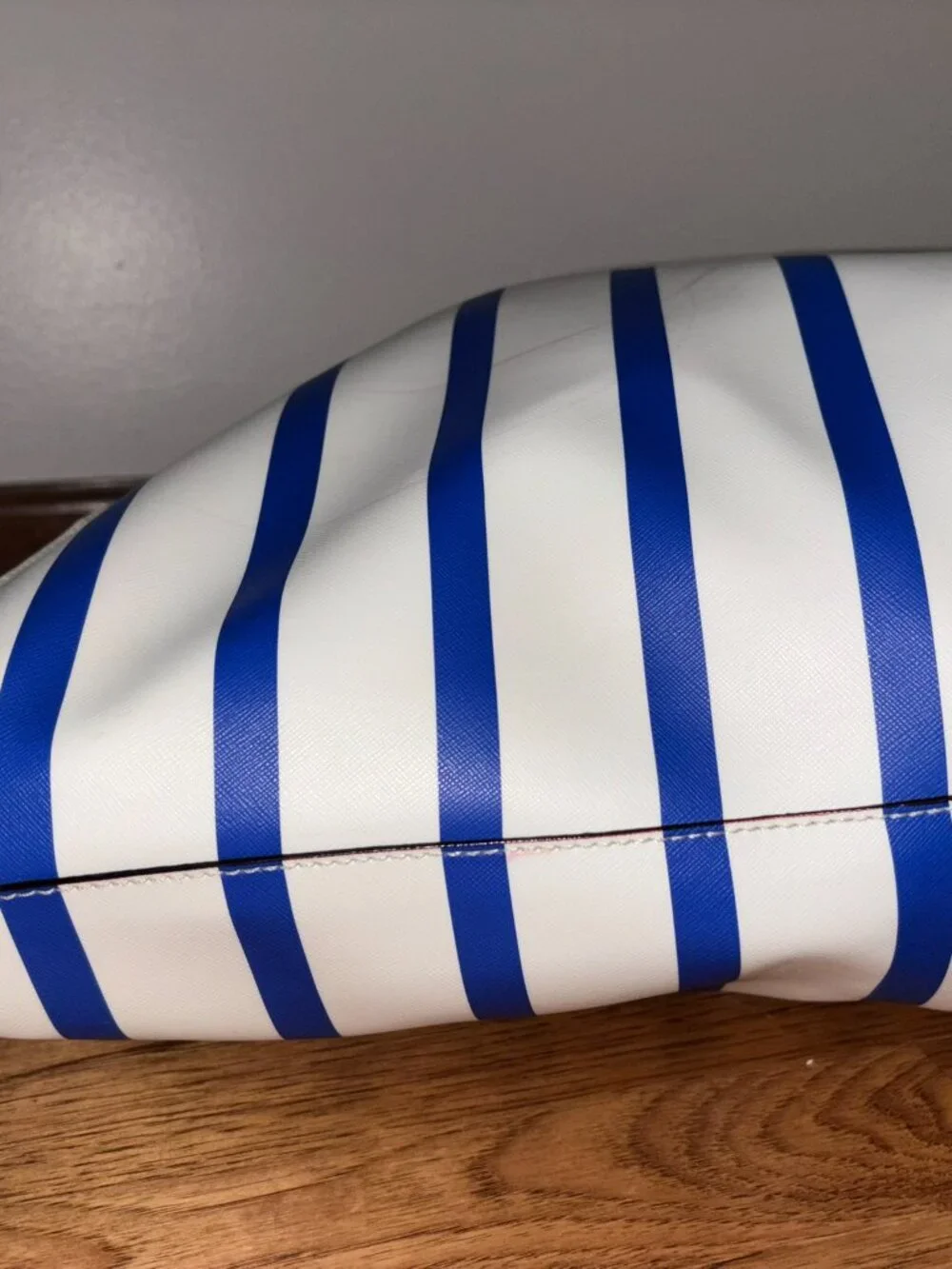 Kate Spade Beware of Sharks Jules Tote Bag Port Hole Nautical Blue Stripe BEACH